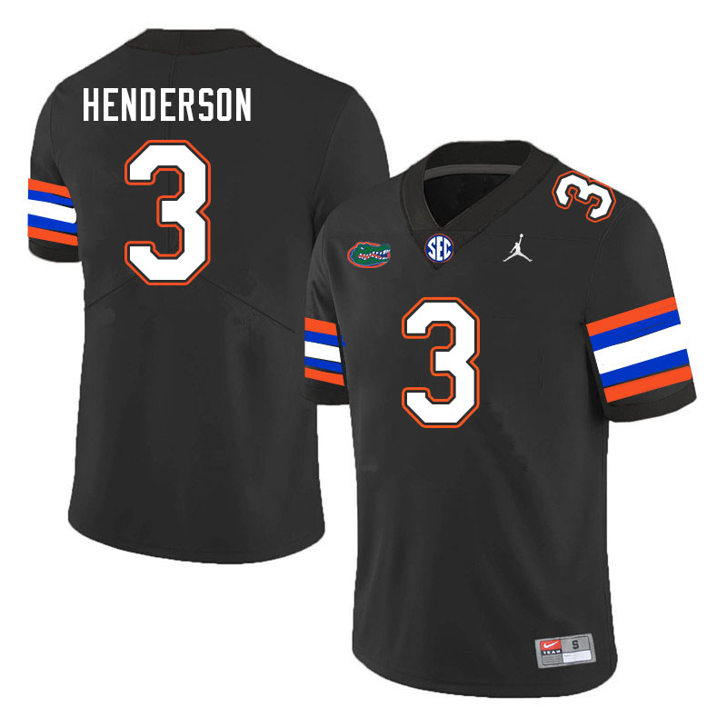 Men #3 Xzavier Henderson Florida Gators College Football Jerseys Stitched-Black